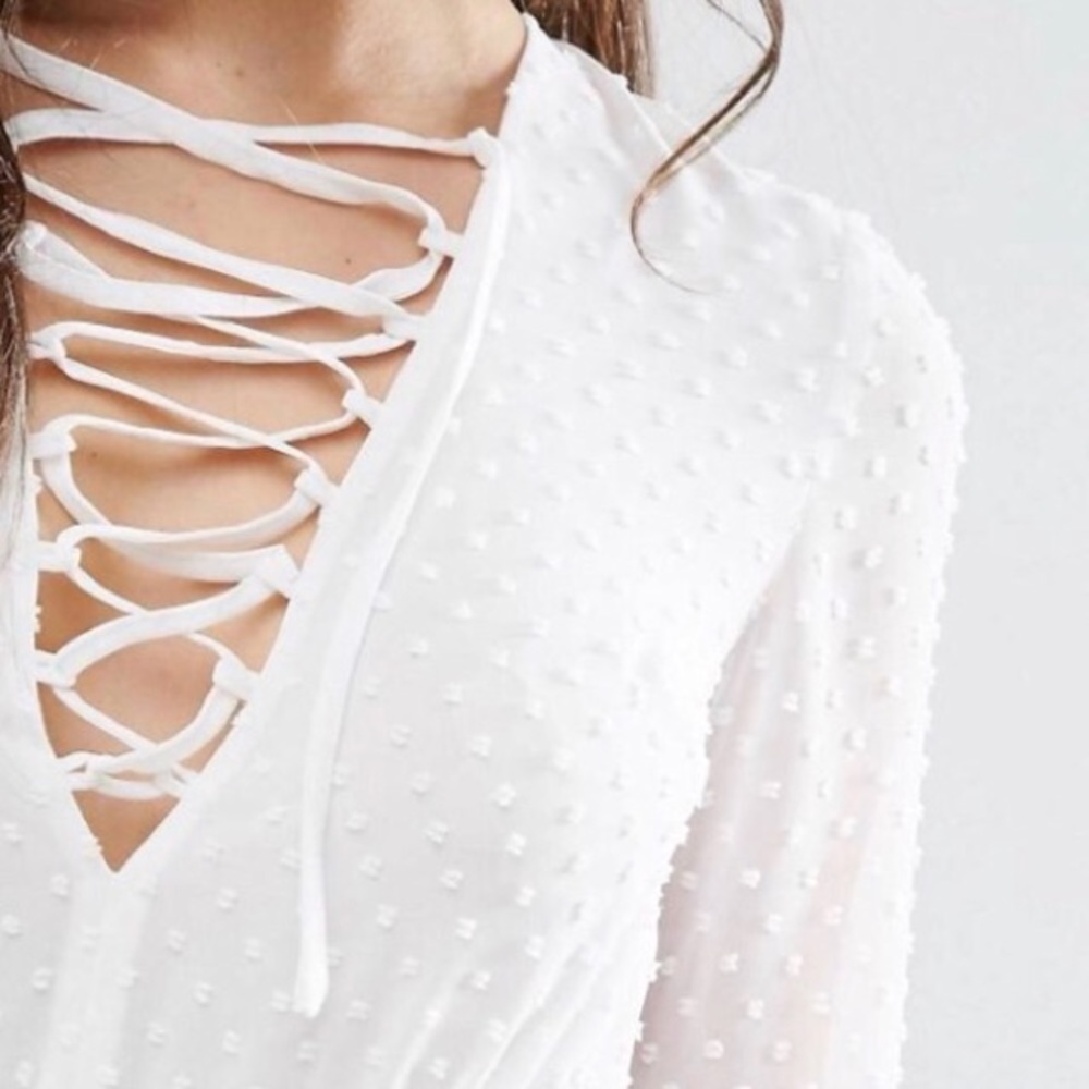 NWT ASOS white polka dot romper floral - Picture 2 of 3